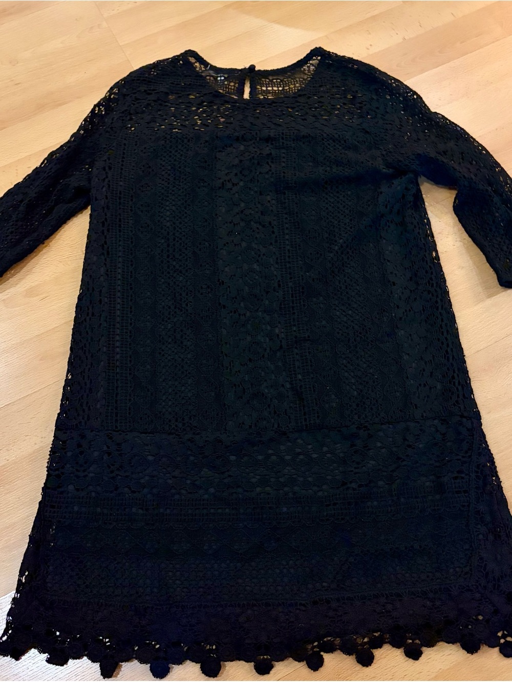 Black Crochet/Lace Shift Dress - Women
